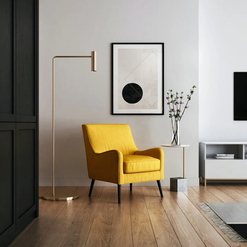 Luxury Green Armchair and Architectural Lamp